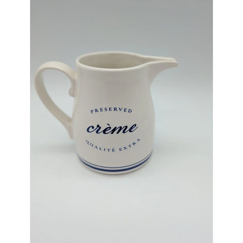 Sur La Table French Bistro Creamer Pitcher Blue White